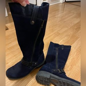 Navy suede boots